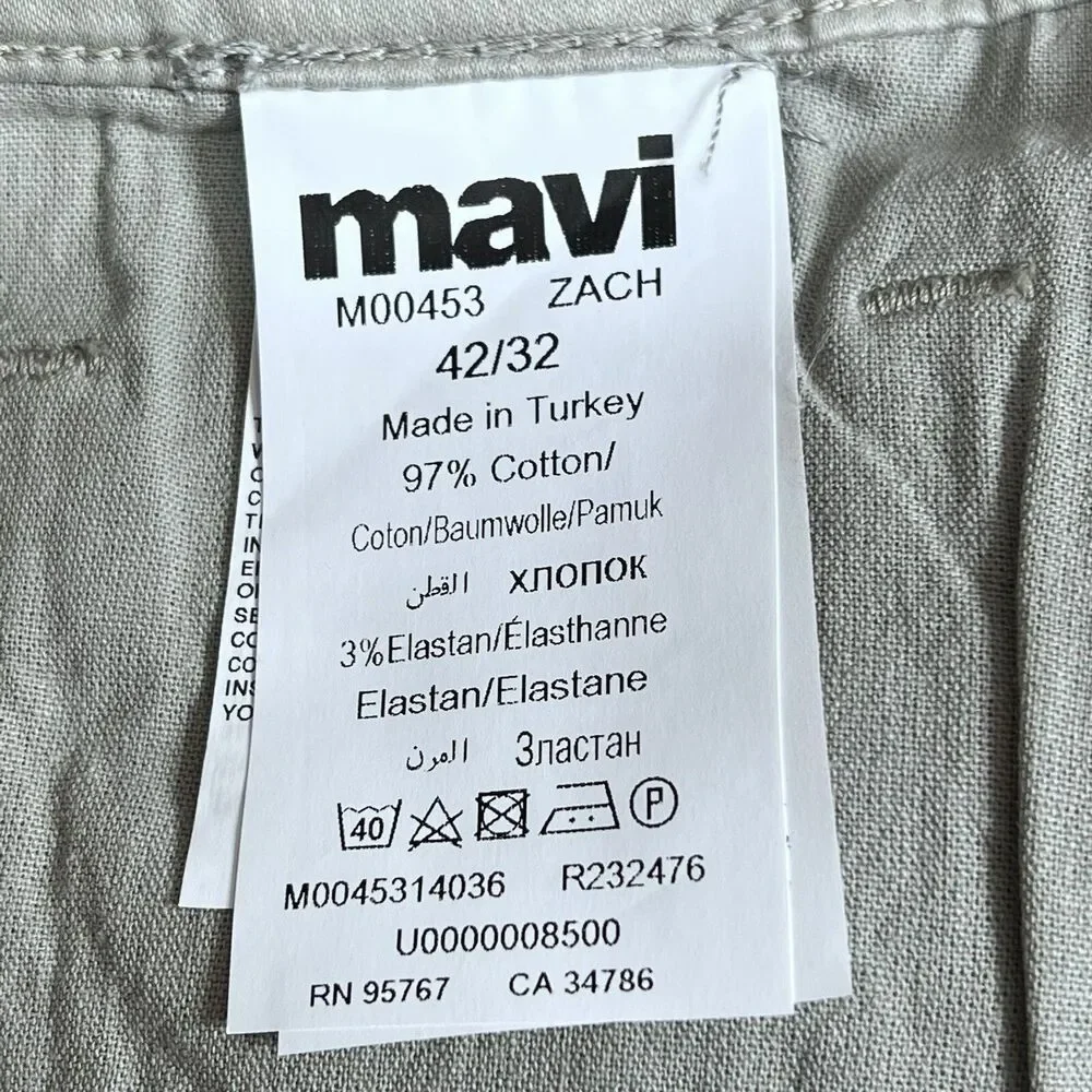 Mavi Zach Pants Mens Size 42 Gray Twill Zach Straight Leg Jeans Inseam 31 Pocket